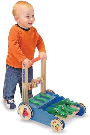 Melissa & Doug Melissa Doug Deluxe Chomp and Clack Alligator Push Toy and Activity Walker