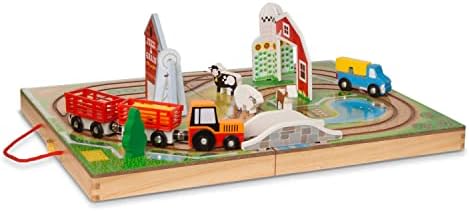 Melissa & Doug Melissa Doug 17-Piece Wooden Take-Along Tabletop Farm 4 Farm Vehicle