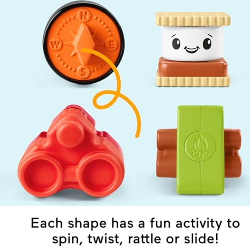 Fisher-Price Baby Developmental Toy S'More Shapes Camping Tent Block Sorting Activity for
