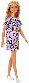 Barbie Blonde Wearing Purple and Yellow Heart-Print Dress and Platform Sneakers for 3 to