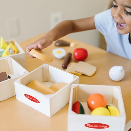 Melissa & Doug Melissa Doug Food Groups - 21 Wooden Pieces and 4 Crates Multi Play Food