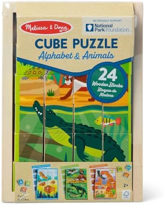 Melissa & Doug Melissa Doug National Parks Alphabet Animals 24-Piece Cube Puzzle