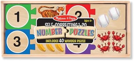 Melissa & Doug Melissa Doug Self-Correcting Wooden Number Puzzles With Storage Box 40 pcs