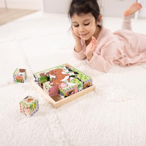 Melissa & Doug Melissa Doug Farm Wooden Cube Puzzle