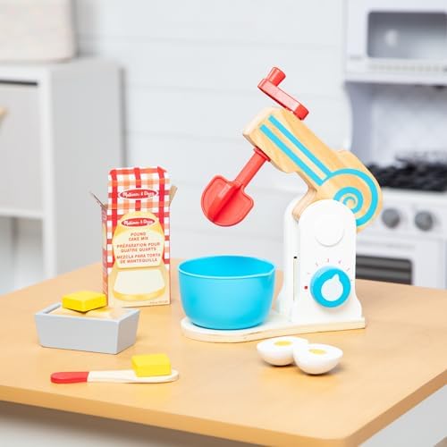Melissa & Doug Melissa Doug Wooden Make-a-Cake Mixer Set 11 pcs - Play Food and Kitchen Kitchen Playset