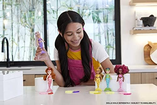Barbie Color Reveal Rainbow Mermaid Series Chelsea Doll with 6 Surprises Color Change and