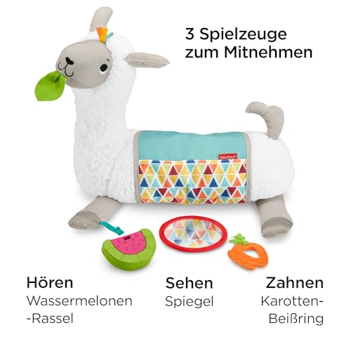 Fisher-Price Baby Toy Grow-with-Me Tummy Time Llama Wedge Support with Mirror Teether
