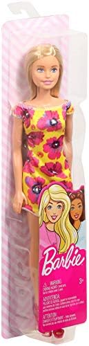 Barbie Doll Blonde Wearing Yellow and Pink Floral Dress
