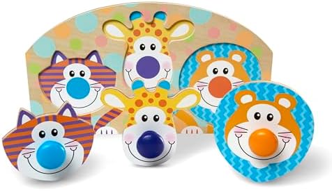 Melissa & Doug Melissa Doug First Play Wooden Jumbo Knob Farm Animal Puzzle 3 pcs
