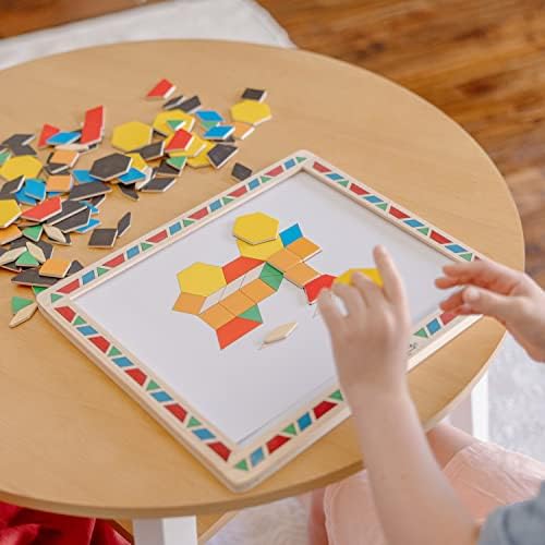 Melissa & Doug Melissa Doug Deluxe Wooden Magnetic Pattern Blocks Set - Educational Toy