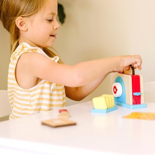 Melissa & Doug Melissa Doug Bread and Butter Toaster Set 9 pcs - Wooden Play Food and