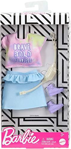 Barbie Fashion Pack with Tie-Dye Graphic T-Shirt Blue Ruffle Skirt Purple Sneakers Fanny Pack Doll