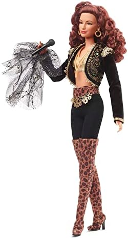 Barbie Signature Gloria Estefan Doll in Gold and Black Fashion and with Microphone Gift