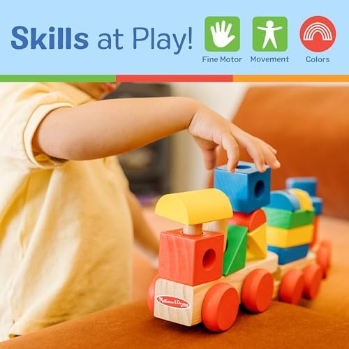 Melissa & Doug Melissa Doug Wooden Stacking Train Learning Toy Vehicle