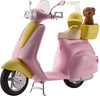 Barbie Toy Scooter with Puppy Helmet Accessory Pink Yellow Moped with Basket Kickstand Seat Clip for Doll
