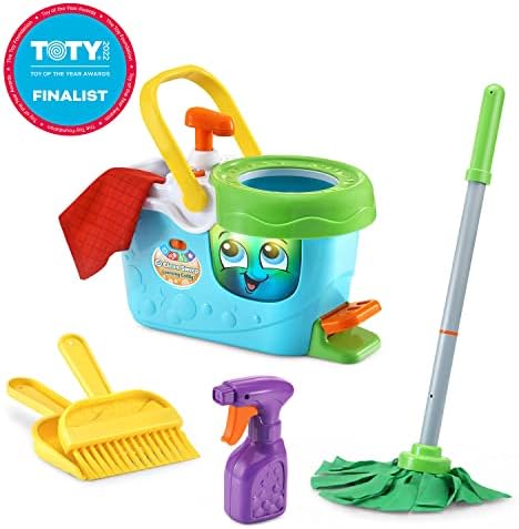 LeapFrog Clean Sweep Learning Caddy Mop and Broom Cleaning Toy Set for Ages 3-5 Pink