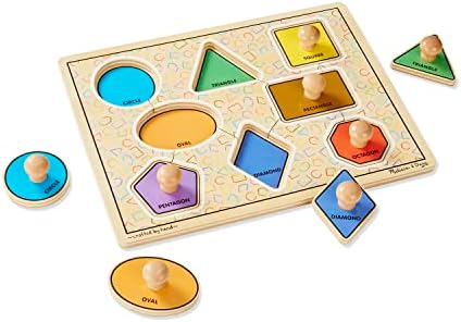 Melissa & Doug Melissa Doug Deluxe Jumbo Knob Wooden Puzzle - Geometric Shapes 8 pcs