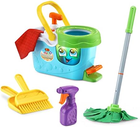 LeapFrog Clean Sweep Learning Caddy Mop and Broom Cleaning Toy Set for Ages 3-5 Pink