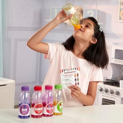 Melissa & Doug Melissa Doug Tip Sip Toy Juice Bottles and Activity Card 6 Pcs Pretend