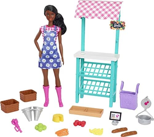 Barbie Careers Playset Farmers Market Set with Blonde Fashion Doll Furniture