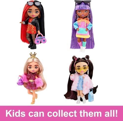 Barbie Extra Minis Doll with Red Black Hair Wearing Flame-Print Dress Moto Jacket 5.5-inch