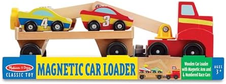Melissa & Doug Melissa Doug Magnetic Car Loader Wooden Toy Set With 4 Cars and 1