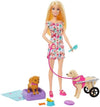 Barbie Doll With A Toy Pup And Dog in A Wheelchair Plus Pet