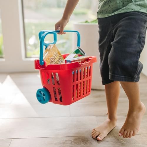 Melissa & Doug Melissa Doug Fill and Roll Grocery Basket With Play Food Boxes and Cans 11
