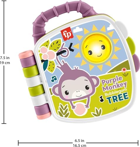 Fisher-Price Baby Toy Purple Monkey Musical Storybook with Lights Sounds for Infants