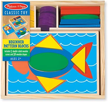Melissa & Doug Melissa Doug Beginner Wooden Pattern Blocks Educational Toy With 5
