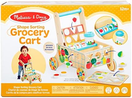 Melissa & Doug Melissa Doug Wooden Shape Sorting Grocery Cart Push Toy and Puzzle