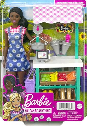Barbie Careers Playset Farmers Market Set with Blonde Fashion Doll Furniture