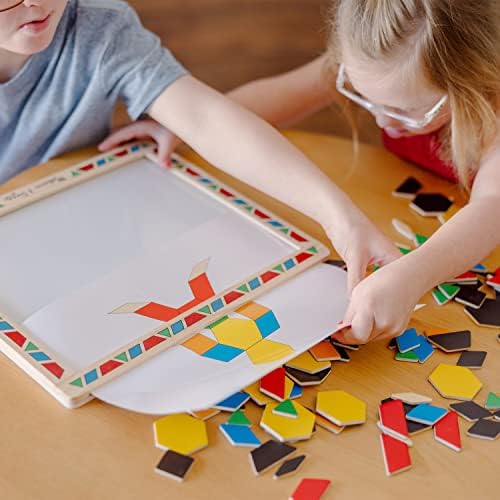 Melissa & Doug Melissa Doug Deluxe Wooden Magnetic Pattern Blocks Set - Educational Toy