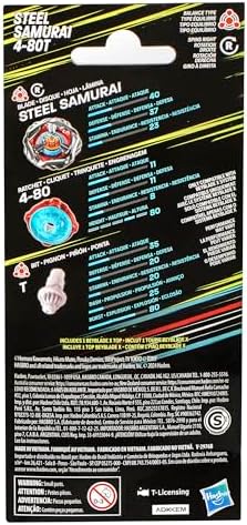 Beyblade X Steel Samurai 4-80T Booster Pack Set with Balance Type Right-Spinning Top