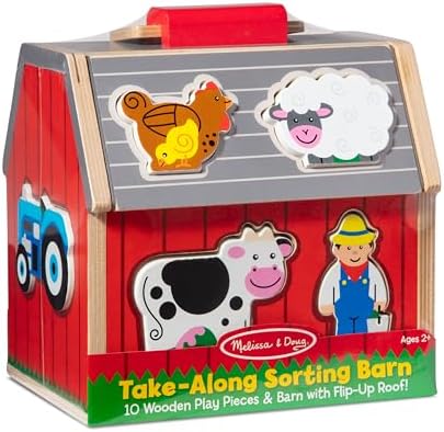 Melissa & Doug Melissa Doug Wooden Take-Along Barn Toy with Flip-Up Roof and Handle 10