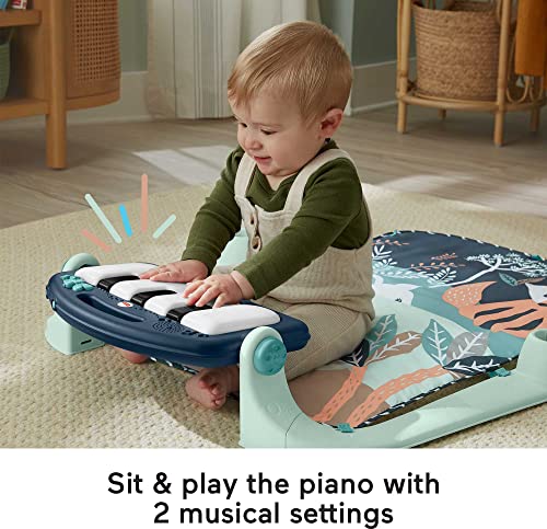 Fisher-Price Baby Playmat Glow and Grow Kick Play Piano Gym Blue Musical Learning Toy