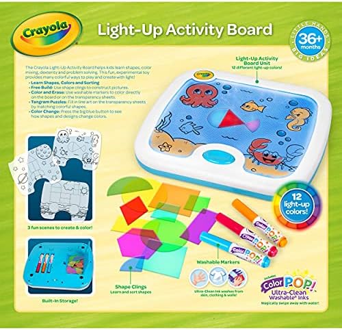 Crayola Light Up Activity Board Sensory Toy for Toddlers Light Box Light Up Coloring