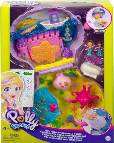 Polly Pocket Travel Toy with Micro Dolls Mermaid 2-in-1 Seashell Purse Playset Amazon