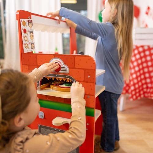 Melissa & Doug Melissa Doug Wooden Pizza Food Truck Activity Center with Play Food for