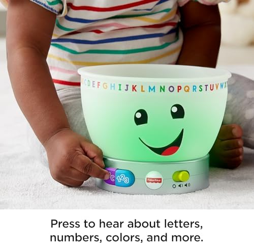 Fisher-Price Baby Learning Toy Laugh Learn Magic Color Mixing Bowl with Pretend Food