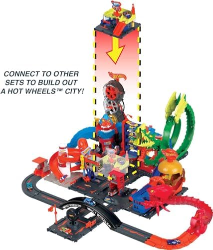 Hot Wheels City Toy Track Set Downtown Express Car Wash Playset