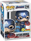 Funko POP Marvel Avengers Endgame Captain America with Broken Shield Mjolnir Glow in The