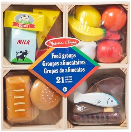 Melissa & Doug Melissa Doug Food Groups - 21 Wooden Pieces and 4 Crates Multi Play Food