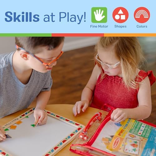 Melissa & Doug Melissa Doug Deluxe Wooden Magnetic Pattern Blocks Set - Educational Toy