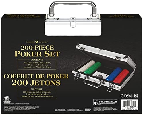 Spin Master Professional Texas Hold 'Em Poker Set Classic Game with 200 Dual-Toned Chips