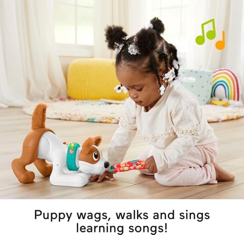 Fisher-Price Baby Learning Toy 123 Crawl with Me Puppy Electronic Dog with Smart Stages