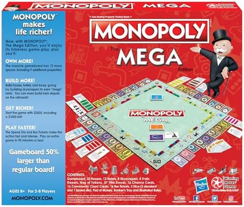 Hasbro Monopoly The Mega Edition by Winning Moves USA a Bigger and Faster Version of