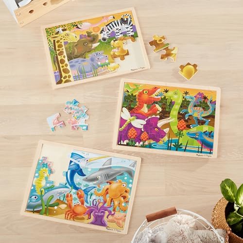 Melissa & Doug Melissa Doug 3-Puzzle Jigsaw Set - Dinosaurs Ocean and Safari