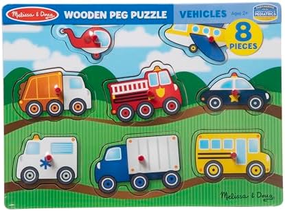 Melissa & Doug Melissa Doug Vehicles Wooden Peg Puzzle 8 pcs