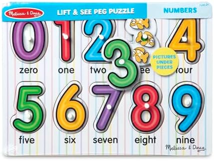 Melissa & Doug Melissa Doug Lift See Numbers Wooden Peg Puzzle - 10 Pieces - FSC Certified